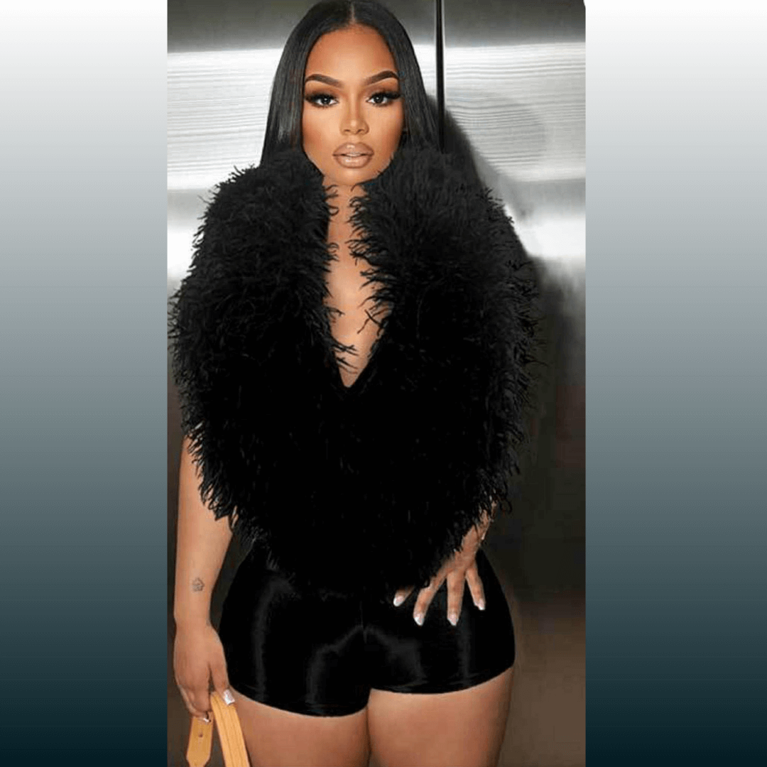 Halter Backless One Piece Jumpsuits Sleeveless Feather Deep V Neck Shorts Bodysuits Romper Club Outfits