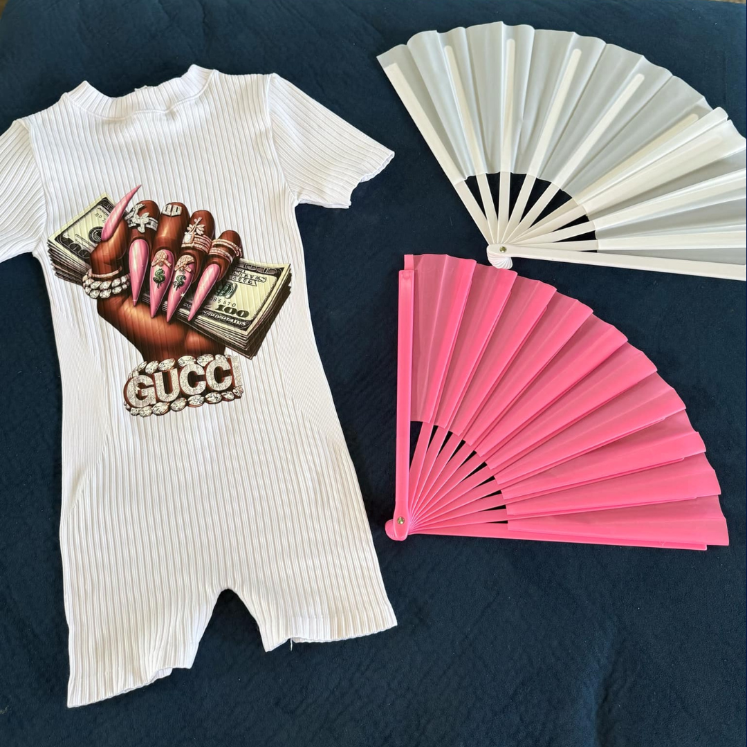 Trendy Comfortable Romper Shorts With Folding Fan