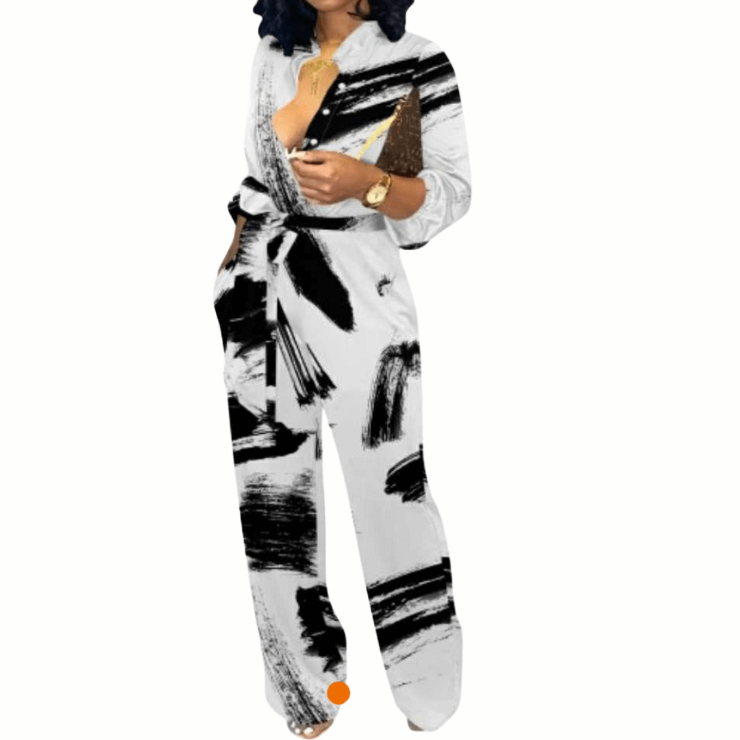 Custom Casual Digital Printing V Neck Jumpsuits