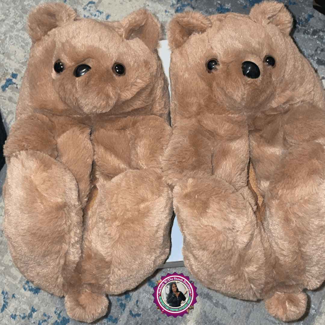Plush Teddy Bear House Slippers