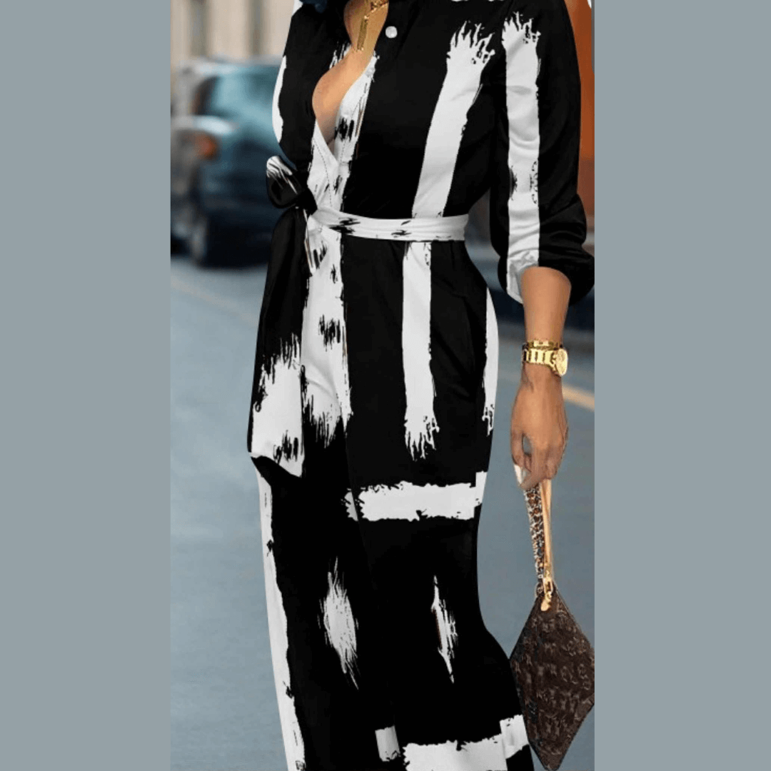 Custom Casual Digital Printing V Neck Jumpsuits