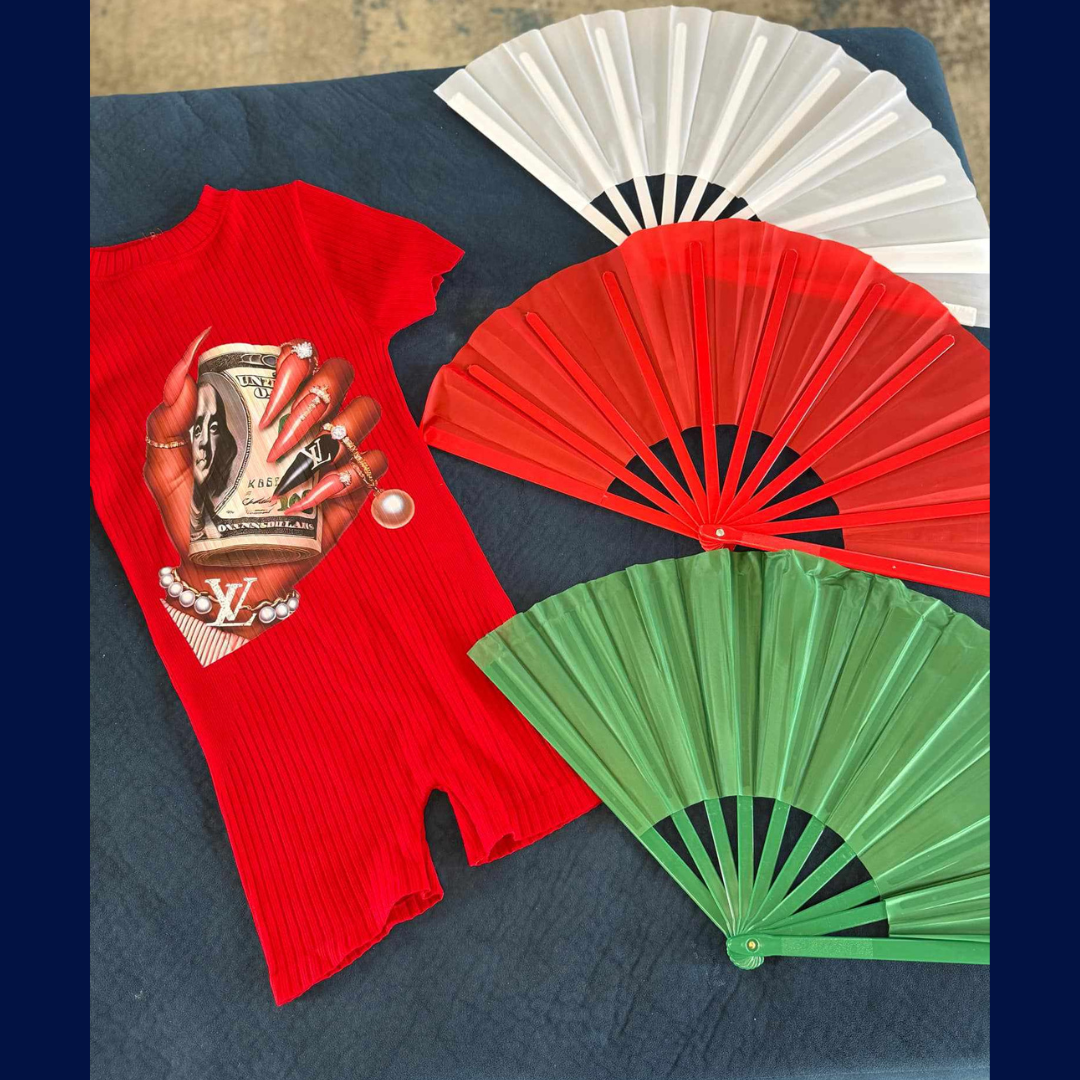 Trendy Comfortable Romper Shorts With Folding Fan