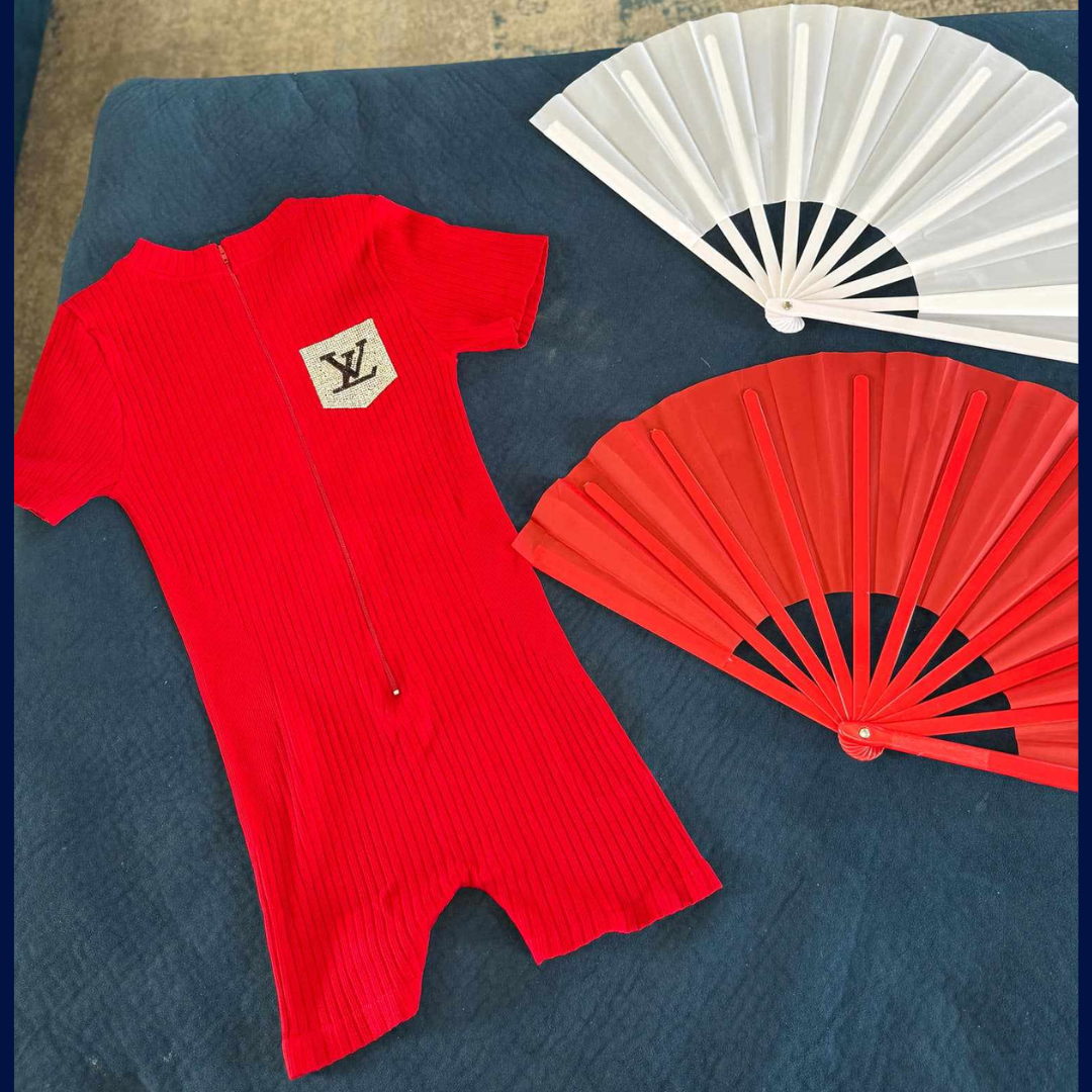 Trendy Comfortable Romper Shorts With Folding Fan