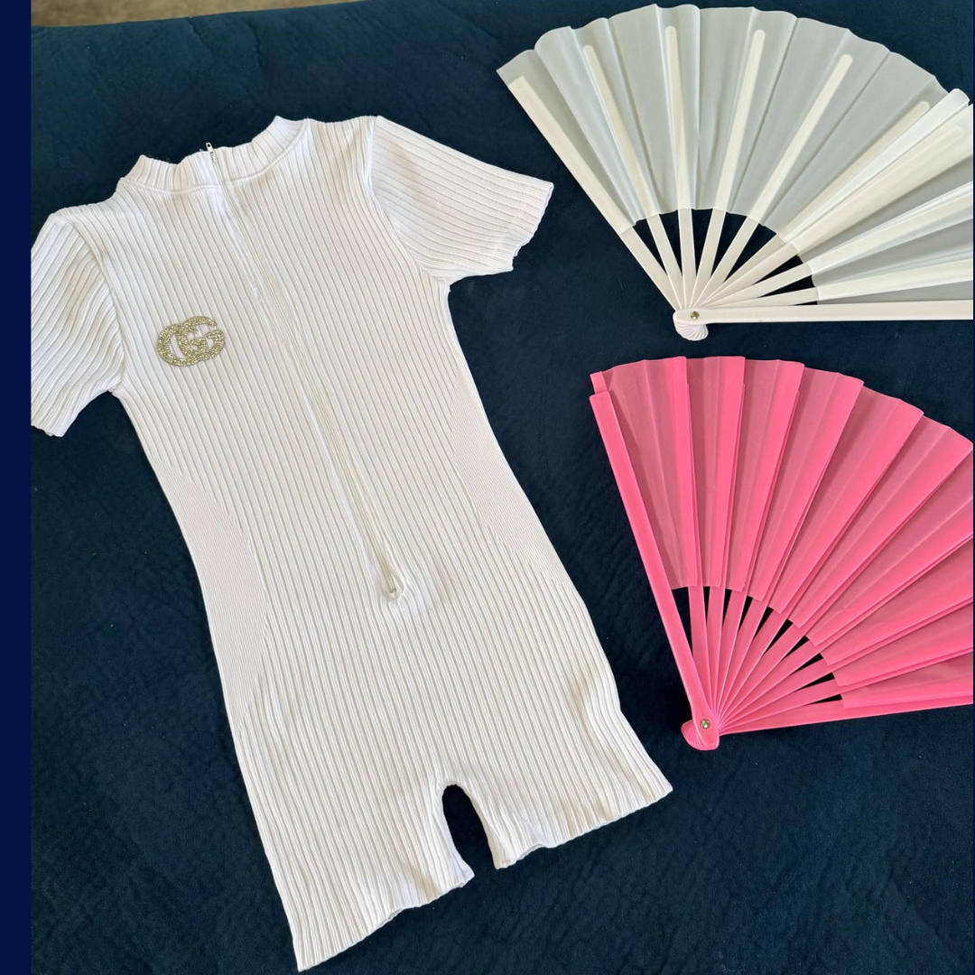 Trendy Comfortable Romper Shorts With Folding Fan